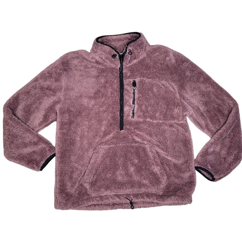 Victoria’s Secret Pink women’s mauve faux fur half zip pullover fleece jacket M